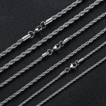 Collana in acciaio inossidabile da 2-6 mm per donna uomo non sbiadisce mai catena di corda intrecciata impermeabile gioielli di moda 16-30 pollici