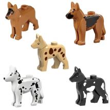 10pcs Small Building Block Part  Animal Police Dog Wolfhound Dalmatians  Military Scene Accessories Compatible with Lego