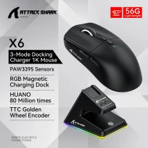 Attack Shark X6 Mouse da gioco ergonomico Wireless DPI regolabile cablato 2.4G/Bluetooth Mouse ricaricabili ad alta precisione