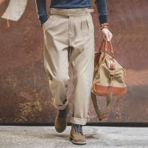 Amerikanische Vintage-Freizeit hose für Männer, modische, hoch taillierte Doppel falten hose mit geradem Bein im Herbst-und Winter S-3XL