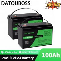 Batteria al litio LiFePO4 DATOUBOSS 24V 100Ah 2560Wh con 100A BMS perfetta per camper, carrello da golf, sistema di energia solare, motore da traina