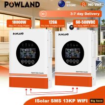 Inverter Solare POWLAND 13KW MPPT 120A con Caricatore, Ingresso FV 500Vdc 18000W 220VAC 48VDC, Onda Pura DC/AC con WiFi e BMS