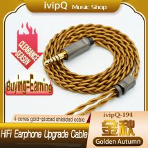 ivipQ-194 Golden Autumn Welfare Ende 2024 7N OCC vergoldetes, abgeschirmtes Kabel für Kopfhörer-Upgrade, 4,4 mm MMCX/0,78/2Pin