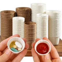 100 Stück Einweg-Medizinbecher aus Papier, 0,75/1/2,5 Unzen, Mini-Papierbecher für Medikamenten, Pillen, Verteilung, Lebensmittelverkostungsbecher, Saucenbecher