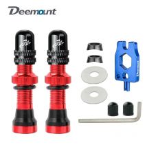 Deemount 2 Stück Fahrrad Tubeless Schrader Nippel A/V Ventile Messingkern CNC gefräst eloxiert für MTB Rennrad Tubeless Felgen