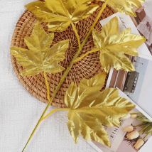 3/5 stücke Künstliche Gold Ahorn Blätter Gefälschte Seide Pflanzen Für Ernte Weihnachten Hochzeit Party Wohnkultur DIY Ornament