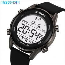 SYNOKE Men Outdoor Sports multifunzionale impermeabile Display a grande schermo luminoso LED digitale per orologio in silicone moda uomo