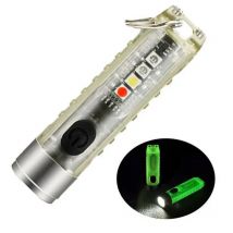Multi-function Mini EDC LED Flashlight Portable Keychain Light Magnetic Torch USB Rechargeable Uv Lamp Emergency Camping Lantern