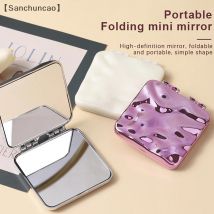 Faltbarer galvanisierter Schminkspiegel, quadratischer Mini-Schminkspiegel, tragbarer Handspiegel, doppelseitiger kleiner Spiegel