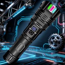 Zoom-Laterne mit großer Reichweite, Hochleistungs-LED-Taschenlampe, starkes Licht, taktische Taschenlampe, wiederaufladbar, Outdoor-Camping-Lampe, 100000 lm, 2025