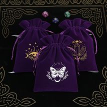 1 pz custodia per tarocchi borsa in velluto con coulisse tasca in pelle scamosciata gioco da tavolo pacchetto ricamo forniture per stregoneria per scatola dei tarocchi dell'altare