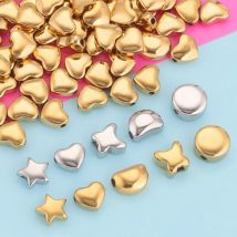 10 Stück Edelstahl-Startperlen, lose Perlen für Schmuckherstellung, Herz-Schmetterlings-Perlen, Abstandsperlen für Armbänder, Charms