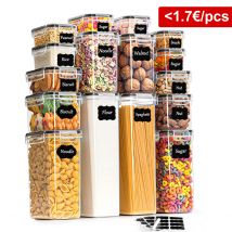 Contenitore da cucina con coperchio ermetico, set da 16 set 2,8 L / 2,0 L / 1,4 L / 0,8 L/0,52 L/0,32 L/0,24 L BPA gratuito