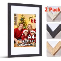 2 Satz Schwarz Bilderrahmen Din A4,21x30cm rahmen Holz Fotorahmen Mit Klarem Plexiglas