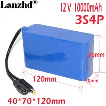 1-8 pezzi 100% nuova batteria agli ioni di litio 12v 18650 10000mAh batteria 3S4P DC 12.6V 10Ah con caricatore 12.6V + cavo testa bus DC