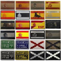 Parches bordados con bandera de España, parche reflectante IR con apliques de goma de PVC 3D español para ropa, gorra de mochila