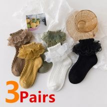 3 Paare/los Sommer Mädchen Socken Baby Kinder Rüschen Socke Nette Kinder Rüschen Weiß Schwarz Spitze Baumwolle Socken Für 1-10 jahre