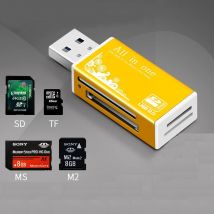 Legierungskartenleser 4 Ports USB2.0 für Micro SD TF M2 MS Pro Duo MMC SDHC DV Telefonkamera Speicherkartenadapter mit LED-Anzeige