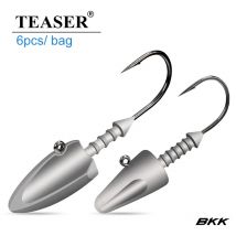 TEASER Bullet Jig Head 6pcs 7g 10g 12g 14g Screw Head High Carbon Steel Barbed Fishhooks for Soft Worm Lures Fishing Tackle