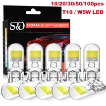 10/20/30/50/100 stücke W5W Led T10 Canbus Auto Licht COB Glas Auto autos Kennzeichen Lampe Dome Lesen DRL Birne 12 V 6000 K Weiß
