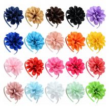 20 Stück zufällige Farbe, großes Blumen-Kopfband für Kinder, wunderschöner handgefertigter Blumen-Haarreifen für Mädchen, Performance-Kleider-Kopfbedeckung