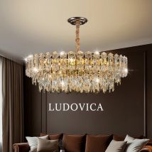 Nowoczesny Żyrandol do Salonu z Wysokim Sufitem Kryształowy Żyrandol LED Designerski Nordycki Żyrandol do Jadalni Oświetlenie