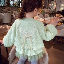 Mädchen Mantel Kinder Bowknot Jacke Frühling Bowknot Mode Oberbekleidung Neue Kinder Prinzessin Mesh Kleidung 3-12 Jahre alt