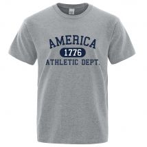 America 1776 Athletic Dept Lettera Tshirt Uomo Moda Tee Abbigliamento Estate T-shirt di lusso Hip