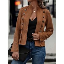 Vintage Damen Schwarze Jacke Mantel Herbst Winter Lässig Zweireiher Neue Hirschleder Langarm Mode Jacken Damen Kleidung