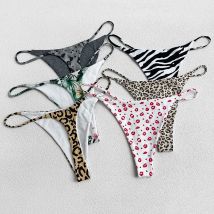 Cotone Leopardo G String Fiore Mutandine da donna Slip sexy Perizoma Vita bassa T-back Intimo Senza cuciture Lingerie femminile Taglia S-XXL