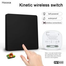Hococa Drahtloser Fernbedienungsschalter RF433MHz Keine Batterie erforderlich Selbstbetriebenes wasserdichtes Panel AC 110V-250V Lichtschalter