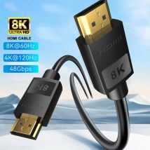 MIZIQIER Cavi Short 8K HDMI 2.1 48gbps Ultra High Speed Cord-4K @ 120Hz 8K @ 60Hz, compatibile con Roku TV/PS5/PS4/HDTV/RTX 3080 3090