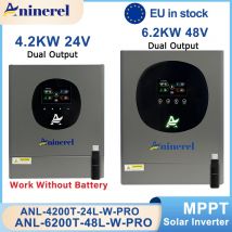 Inverter Solare Ibrido Aninerel 6.2kW 48V 4.2kW 24V con Doppia Uscita, Display LCD a Colori, Inverter On/Off Grid, MPPT 120A, PV 500VDC