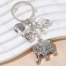 Legierung Elefant Baum klassische Schlüsselanhänger große Cartoon Tiere Pflanze Schlüsselanhänger für Frauen Männer Freundschaft Geschenk handgemachte Schmuck Set