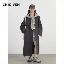 CHIC VEN Mode Frauen Graben Mantel Einreiher Lose Beiläufige Neue Gürtel Lange Weibliche Windjacke Damen Mantel Frühling Herbst 2025,
