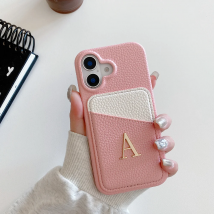 Leder-Handyhülle mit individuellem Kartenhalter und Initialen-Namen für iPhone 17 16 15 14 13 12 Pro Max 16 15 PLus Cover