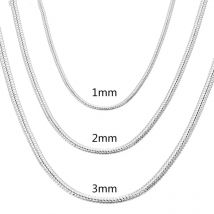 45-60 cm Silber Farbe 1 MM/2 MM/3 MM solide Schlange Kette Halskette Für Männer Frauen mode Schmuck für anhänger kostenloser versand