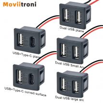 Presa USB femmina a doppio strato con base tipo C e presa di ricarica per lampada USB femmina con connettore cavo
