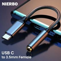 NIERBO USB C a 3,5mm hembra adaptador de conector de auriculares tipo C a Aux adaptador Dongle de Audio para Samsung Galaxy iPad Pro Pixel