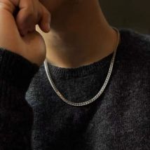 Edelstahl kubanische Halskette Herren Hip Hop Stil 5,8mm dicke Kette krypto graphisch geprägt Rändel Trend breiten silbernen Schmuck