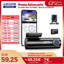 AZDOME M300S 4K Dash Cam Delantera y Trasera, Cámara de Salpicadero GPS WiFi ADAS incorporada para Coches, Tarjeta de 64 GB Gratuita, Control de Voz, Visio Nocturno