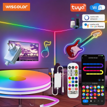 WISCOLOR WIFI-LED-Neon-Streifenleuchten Silikon Wasserdicht Musik Sync Sprachsteuerung Unterstützung Smart Life/TUYA/Alexa APP Steuerung für Outdoor Home Shop Dekoration