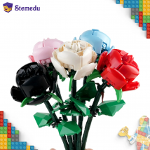 Klocki konstrukcyjne 5 kolorów Róże Kwiaty Czarna Róża Stabilizowane Kwiaty DIY Bukiet Walentynki Romantyczny Prezent dla Dziewczyny
