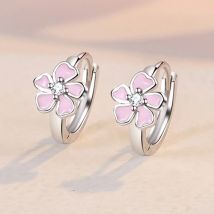 Neue Ohrringe aus 925er-Sterlingsilber mit 5A-Zirkon, rosa Blumen für Frauen, exquisite Freundin, Hochzeit, Verlobung, Schmuck, modisches Geschenk