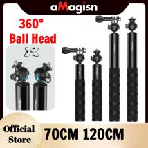 aMagisn Asta selfie estensibile da 70 cm a 120 cm con testa a sfera a 360° per Insta360 Ace Pro 2 X5 X4 Air Gopro Hero 13 12 DJI Action 5 pro