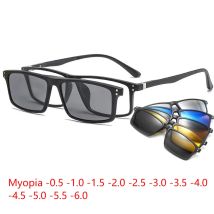 Myopie magnetische Sonnenbrille Männer 5-in-1 polarisierte Clip auf Frauen quadratische Brille ultraleichte Nachtsichtbrille -0,5 bis -10