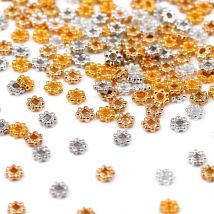 4 mm goldene silbrige Acryl-Schneeflocken-Abstandshalter, lose Perlen für Schmuckherstellung, Armbänder, DIY-Schlüsselanhänger, Halsketten-Zubehör