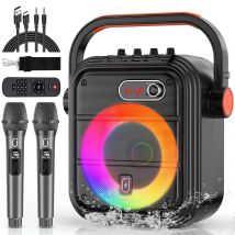 FanFun 66Pro 5200MAH Altoparlante BT portatile con 2 microfoni wireless, altoparlante per karaoke per adulti, macchina per karaoke con luce DJ