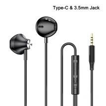 Typ-C-Kopfhörer, HiFi-Bass-Stereo-Lautstärkeregler-Headset mit HD-Mikrofon, 3,5 mm kabelgebundene Ohrhörer für iPhone 15, Samsung Galaxy-Kopfhörer