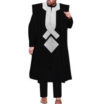 African Men Boubou Dashiki Agbada Robe Suits 3 Piece Sets Slim Men African Outfit Nigerian Clothes Bazin Riche Robe WYN1361